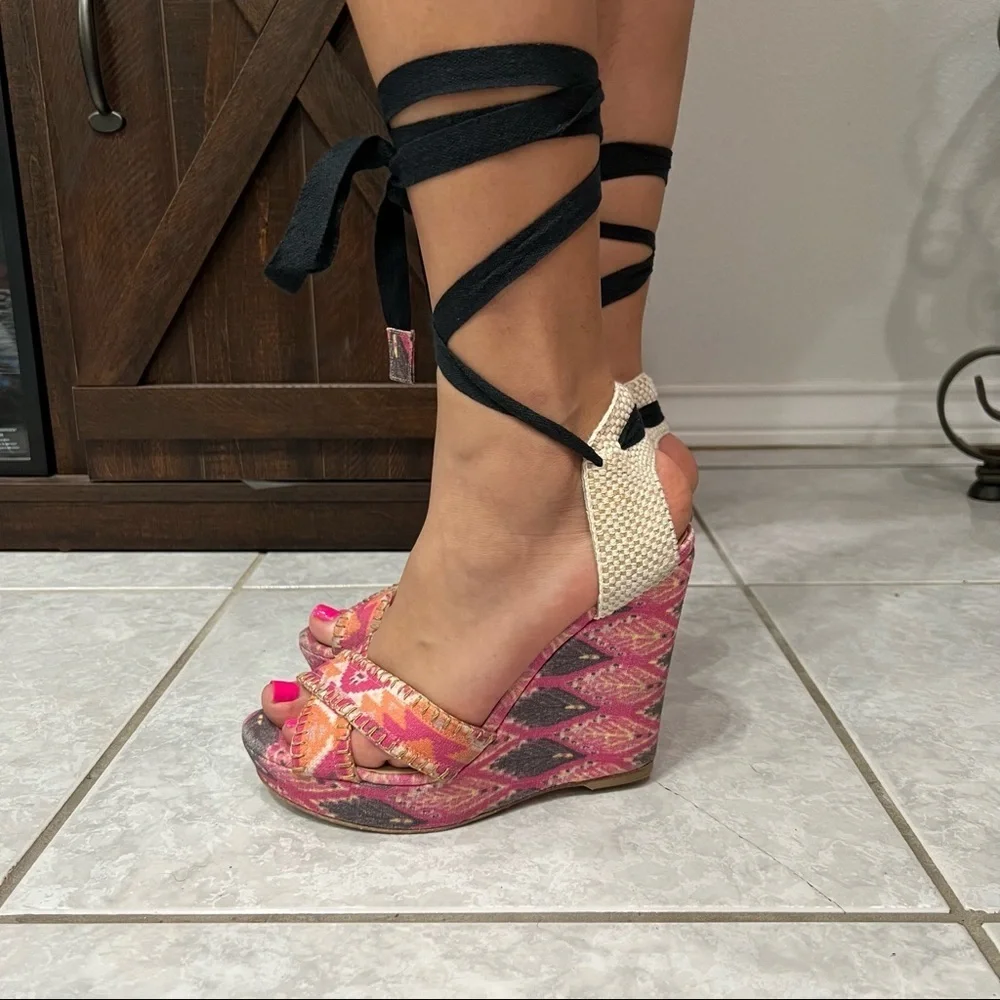 Stuart Weitzman Gladiator Strap Wedge Sandals